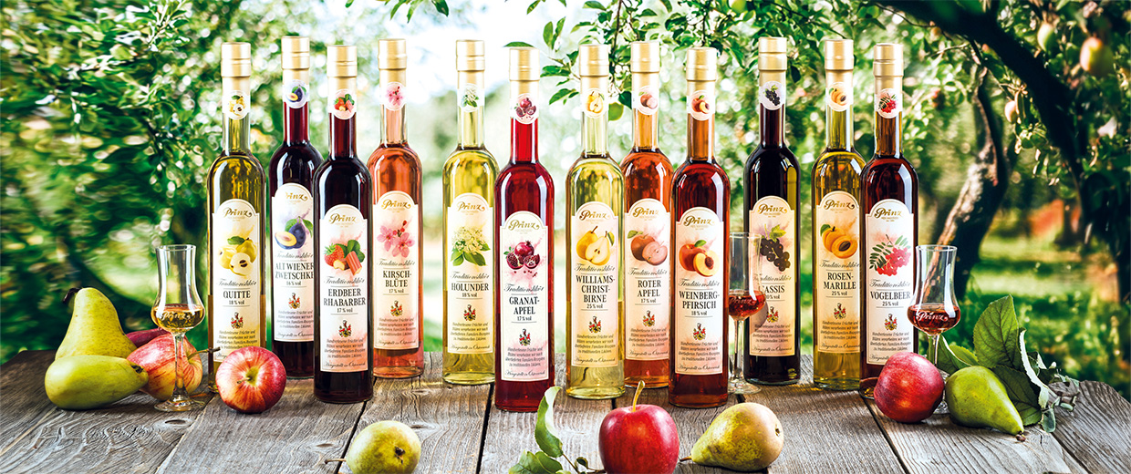 Prinz fruit juice liqueurs - lots of fruit makes them so special.