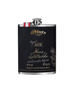 Edelstahl-Flachmann (ca. 200 ml) mit Alter Haus-Zwetschke 41 % vol