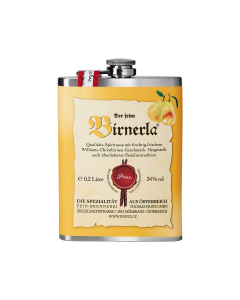 Edelstahl-Flachmann (ca. 200 ml) mit Birnerla 34 % vol