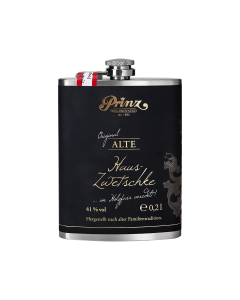 Edelstahl-Flachmann (ca. 200 ml) mit Alter Haus-Zwetschke 41 % vol