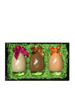 Süße Eierflaschen gefüllt mit Eierlikör 15% vol. in hochwertiger Geschenkschachtel.