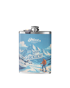 Edelstahl-Flachmann "Winter" - Raus, hoch, glücklich!" (ca. 200ml)