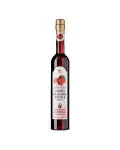 Erdbeer-Rhabarber-Himbeer Likör mit 20 % vol in der 0,5 l Flasche