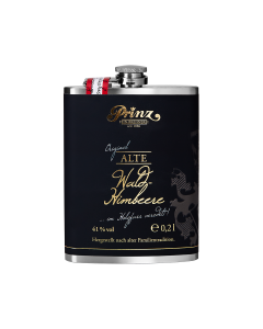 Edelstahl-Flachmann (ca. 200 ml) mit Alter Wald-Himbeere 41 % vol