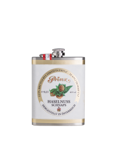 Edelstahl-Flachmann (ca. 200 ml) mit Haselnuss Schnaps 40 % vol