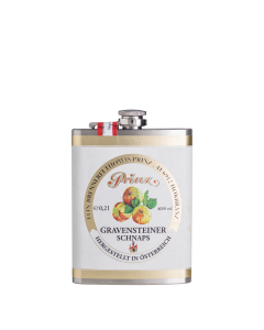 Prinz Gravensteiner Schnaps 0,2 L im Edelstahl Flachmann.