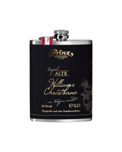 Roestvrijstalen heupfles (ca. 200 ml) met Oude Williams Peren Schnaps 41 % vol