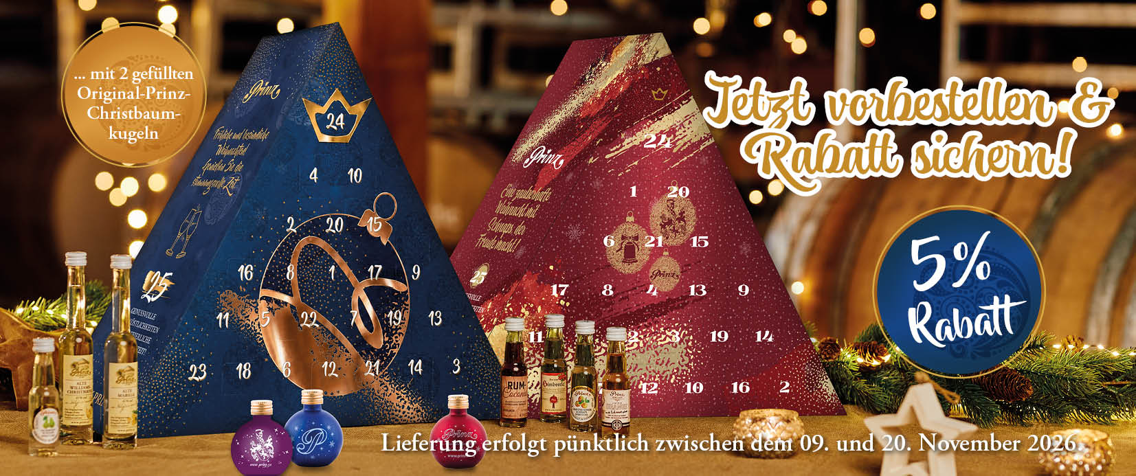 Prinz Adventskalender gef&uuml;llt mit Schnaps und Lik&ouml;r