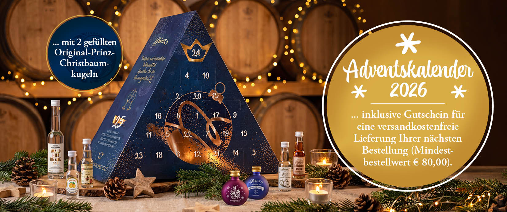 Prinz Adventskalender gef&uuml;llt mit Schnaps und Lik&ouml;r