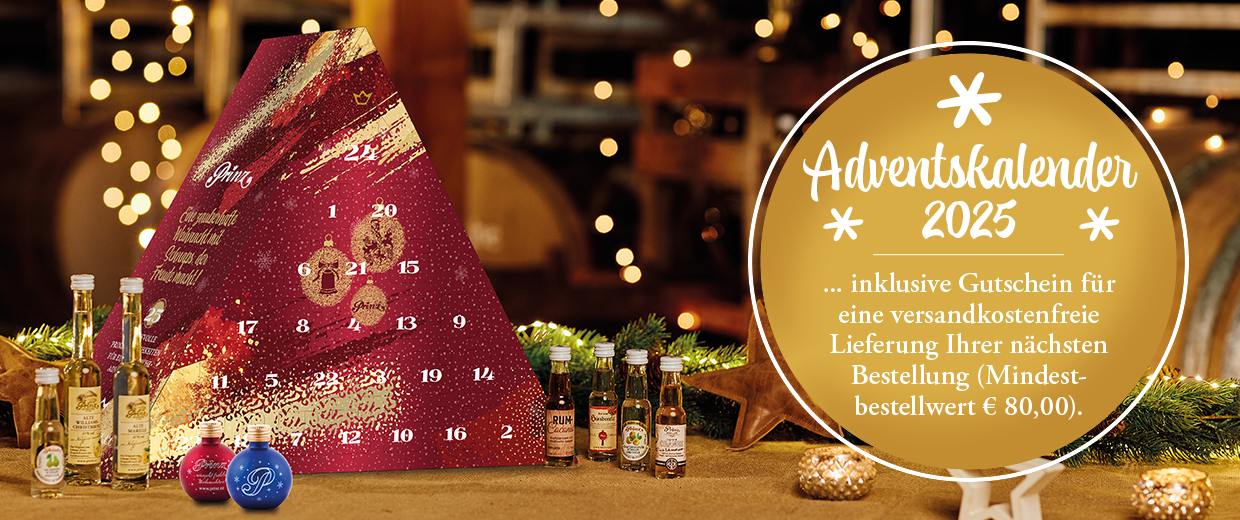 Prinz Adventskalender gefüllt mit Schnaps und Likör