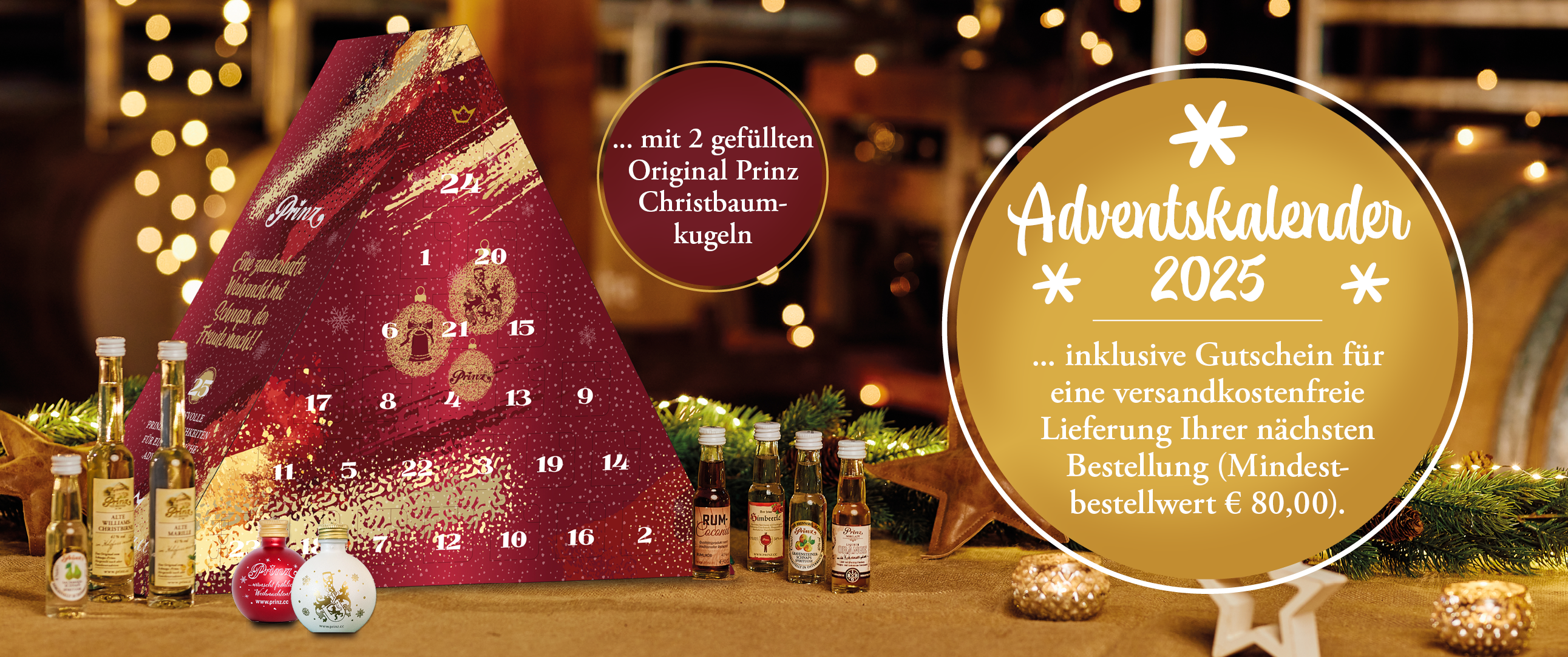 Prinz Adventskalender gefüllt mit Schnaps und Likör